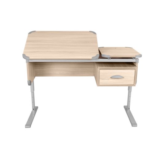 ДСУТ29 Растущая парта одноместная с тумбой  (ЛДСП ясень)