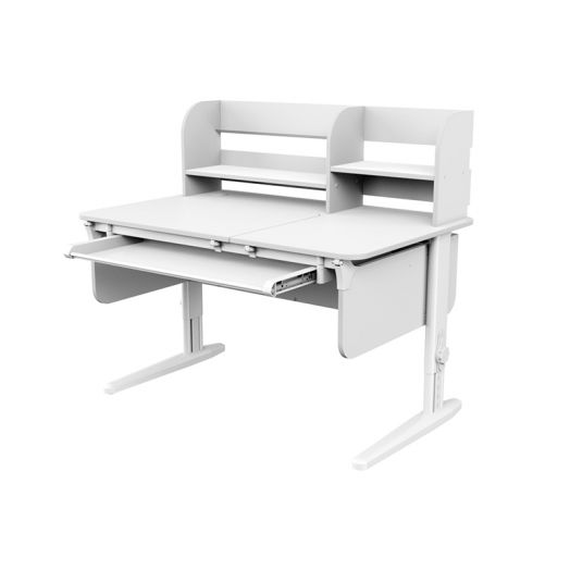 ДСУТ62-PRO-2-7-2 Растущая парта одноместная  (ЛДСП белый, опора белый)