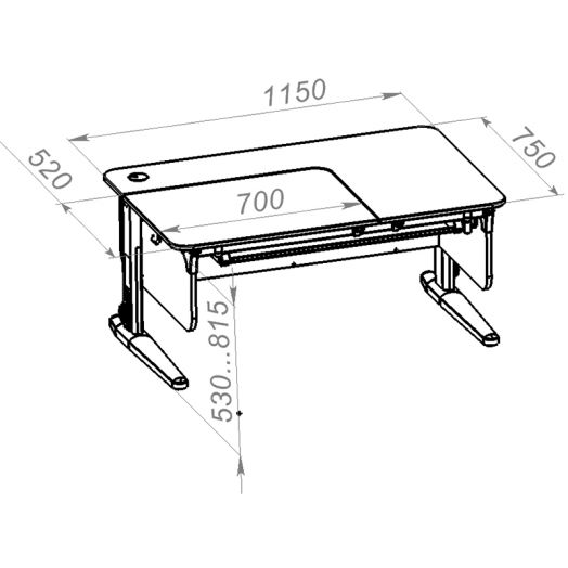ДСУТ62-2-7-2 Растущая парта одноместная  (ЛДСП белый, опора белый)