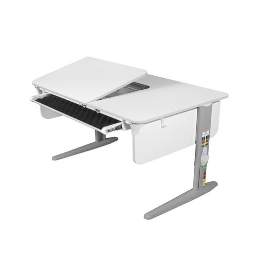 ДСУТ62-2-7-1 Растущая парта одноместная  (ЛДСП белый, опора серый)