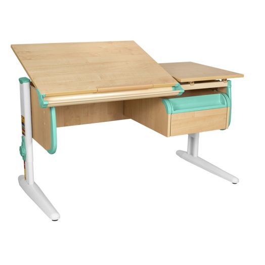 ДСУТ25-1-1-3 Растущая парта одноместная (ЛДСП клён, опора белый)
