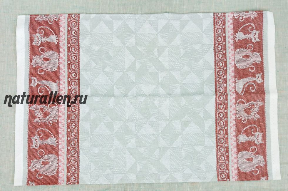 Полотенце кухонное жаккард (кошки-красный)