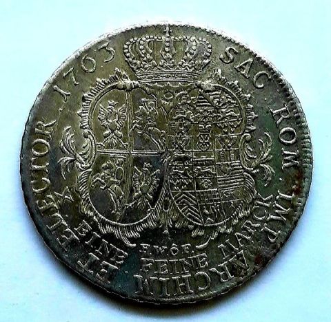 1 талер 1763 Польша Саксония UNC Редкий