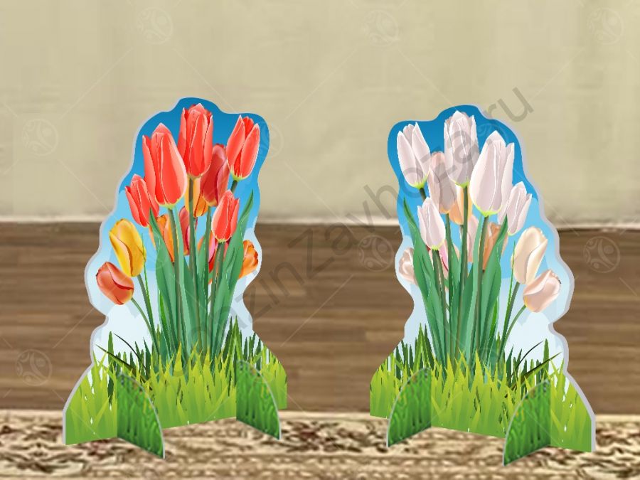 Театральная декорация "Тюльпаны" (красные-белые)