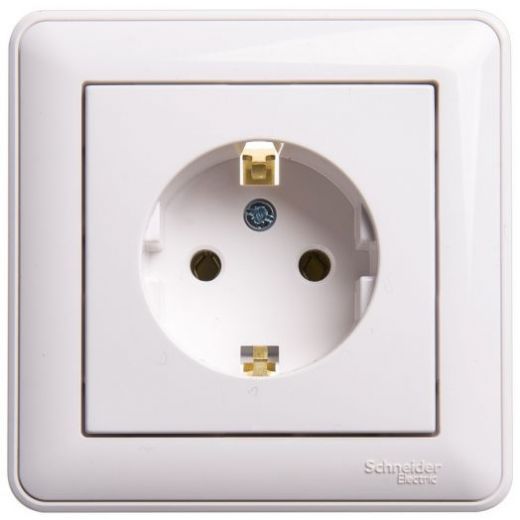 Розетка Schneider Electric W59 RS16-154-18 одноместная с заземлением белая