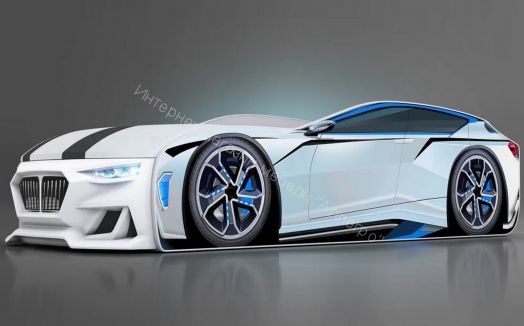 Кровать-машинка Romack Boxter New 170*70 см с подъёмным механизмом + Подсветка фар + Объёмный бампер, Белый