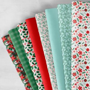 Хлопок - набор тканей для шитья "Рождественская омела" limit