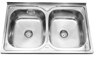 мойка для кухни накладная из нержавеющей стали 80х50 см. SKL 8050 ECO 0.8/180 2P полированная