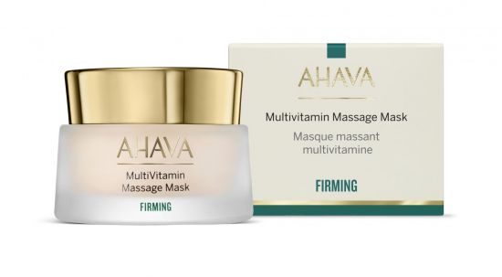 Маска для лица укрепляющая массажная Ahava MultiVitamin Firming, 50 мл - упаковка и баночка