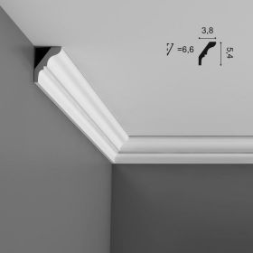 Карниз Гладкий Orac Decor CX112 Д200xШ3.8xВ5.4 см Лепнина из Дюрополимера / Орак Декор.
