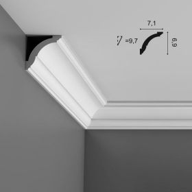 Карниз Гладкий Orac Decor CX100 Д200xШ7.1xВ6.9 см Лепнина из Дюрополимера / Орак Декор.