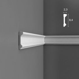 Молдинг Гладкий Orac Decor DX121 Д230xШ2.3xВ9.4 см Лепнина из Дюрополимера / Орак Декор.