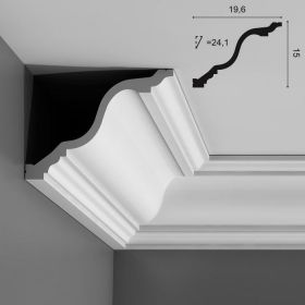 Карниз Гладкий Orac Decor С334 Д200xШ19.6xВ15 см Лепнина из Полиуретана / Орак Декор.