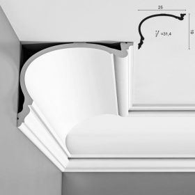 Карниз Гладкий Orac Decor С343 Д200xШ25xВ19 см Лепнина из Полиуретана / Орак Декор.