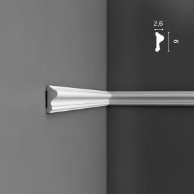 Молдинг Гладкий Orac Decor P8020 Д200хШ6хТ2.6 см Лепнина из Полиуретана / Орак Декор.