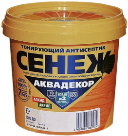 Антисептик Тонирующий Сенеж Аквадекор 0.9кг Иней для Наружных и Внутренних Работ.