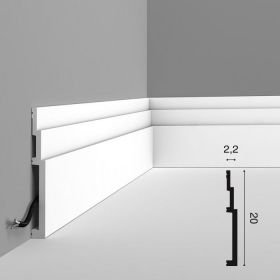 Плинтус Orac Decor SX181 Д200xШ2.2xВ20 см Лепнина из Дюрополимера / Орак Декор.