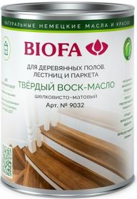 Твердый Воск-Масло Профессиональный Biofa 9032 1л Шелковисто-Матовый для Внутренних Работ / Биофа 9032.