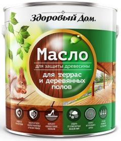 Масло для Защиты Террас и Деревянных Полов Здоровый Дом 0.75л Дуб для Внутренних и Наружных Работ.