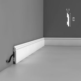 Плинтус Orac Decor SX165 Д200xШ1.1xВ6.9 см Лепнина из Дюрополимера / Орак Декор*