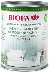 Лазурь для Дерева на Водной Основе Biofa 5175 1л 5119 Ниагара, Шелковисто-Матовый Блеск / Биофа 5175.