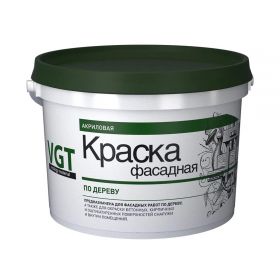Краска акриловая VGT ВД-АК-1180 Фасадная по дереву влагостойкая 3кг Белая / ВГТ по Дереву.