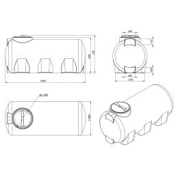 Чертеж. Емкость H 500 литров зеленая пластиковая