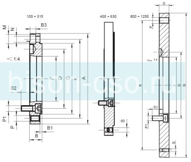 Переходной фланец 400 мм конус 8  8210-400-8A2-X Bison-Bial Польша