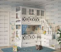 Кровать двухъярусная Домик Fairy Land Santana Sky №22А, Массив