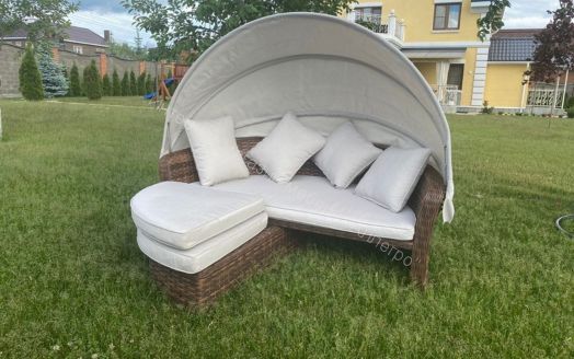 Диван-трансформер Violetta (шезлонг-трансформер) с подушками ротанг искусственный, Коричневый