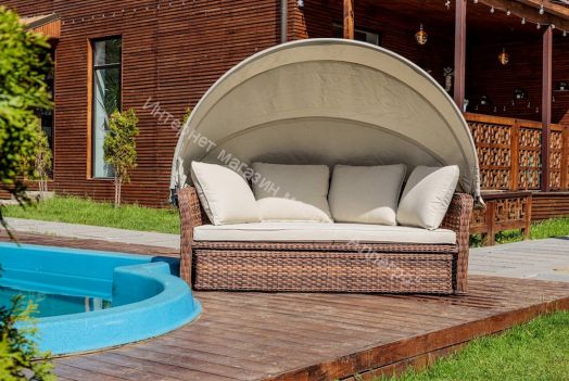 Диван-трансформер Violetta (шезлонг-трансформер) с подушками ротанг искусственный, Коричневый