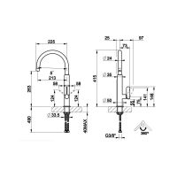 Смеситель для кухонной мойки  Gessi Helium 50001/50003 схема 5