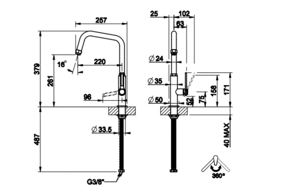 Смеситель Gessi Officine для кухни 60051/60053 ФОТО