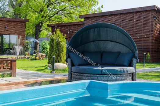 Диван-трансформер Violetta (шезлонг-трансформер) с подушками ротанг искусственный, Серый