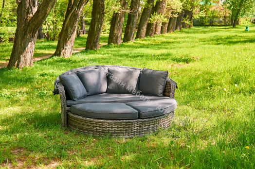 Диван-трансформер Violetta (шезлонг-трансформер) с подушками ротанг искусственный, Серый