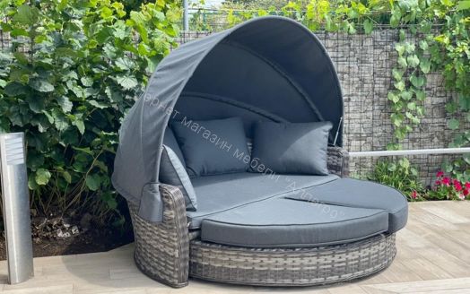 Диван-трансформер Violetta (шезлонг-трансформер) с подушками ротанг искусственный, Серый
