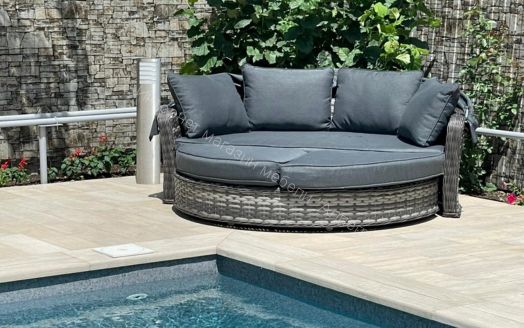 Диван-трансформер Violetta (шезлонг-трансформер) с подушками ротанг искусственный, Серый