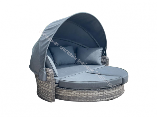 Диван-трансформер Violetta (шезлонг-трансформер) с подушками ротанг искусственный, Серый