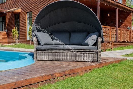 Диван-трансформер Violetta (шезлонг-трансформер) с подушками ротанг искусственный, Серый
