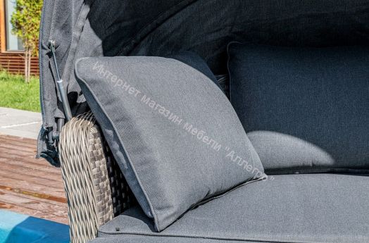 Диван-трансформер Violetta (шезлонг-трансформер) с подушками ротанг искусственный, Серый