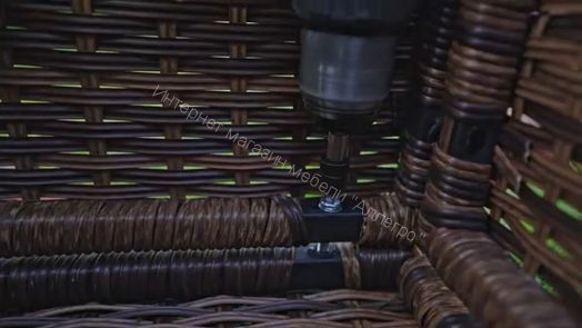 Комплект ZORRO (диваны + пуфы + стол со стеклом) с подушками, ротанг искусственный, Коричневый