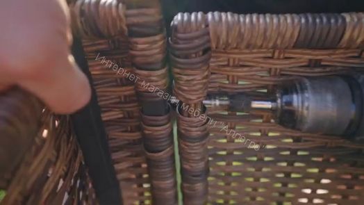 Комплект ZORRO (диваны + пуфы + стол со стеклом) с подушками, ротанг искусственный, Коричневый