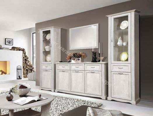 Шкаф комбинированный 32.05, Бетон пайн белый/Бетон пайн белый патина