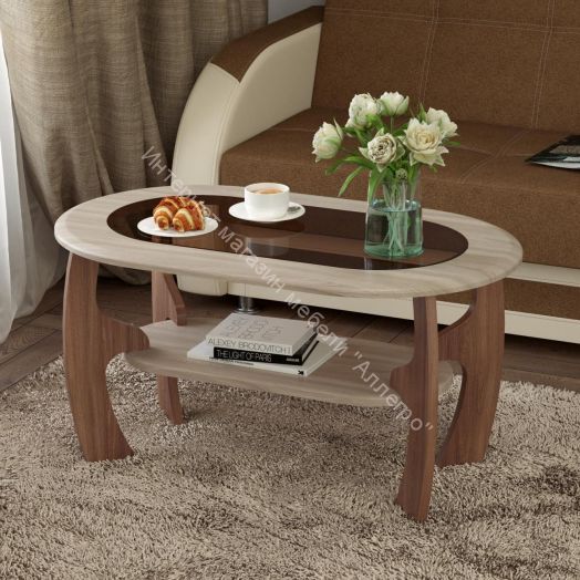 Журнальный стол Маджеста-2 со стеклом, ясень шимо темный/ясень шимо светлый