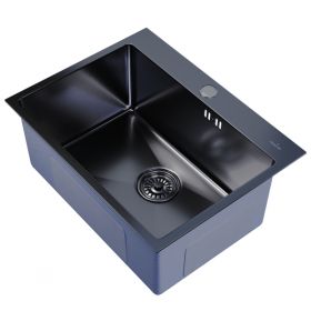 Мойка Ника Настол. Монтаж 60Х45 (3,0) ВЫП 3 1/2 MIXLINE PRO 22СМ с Сифоном (Черный Графит).