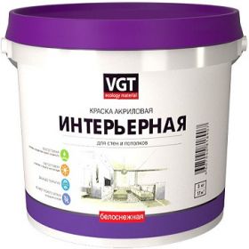 Краска Интерьерная VGT ВДАК 2180 3кг Влагостойкая, Белоснежная, Матовая для Стен и Потолков / ВГТ Влагостойкая.