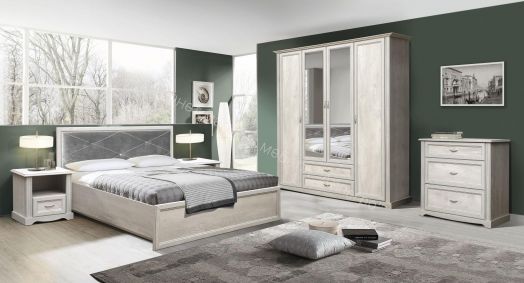 Кровать двуспальная без ортопедического осн. 32.25 - 01 Сохо (1400), Бетон пайн белый/Бетон пайн белый патина