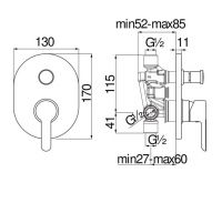 Смеситель для душа Nobili ABC AB87100 схема 2