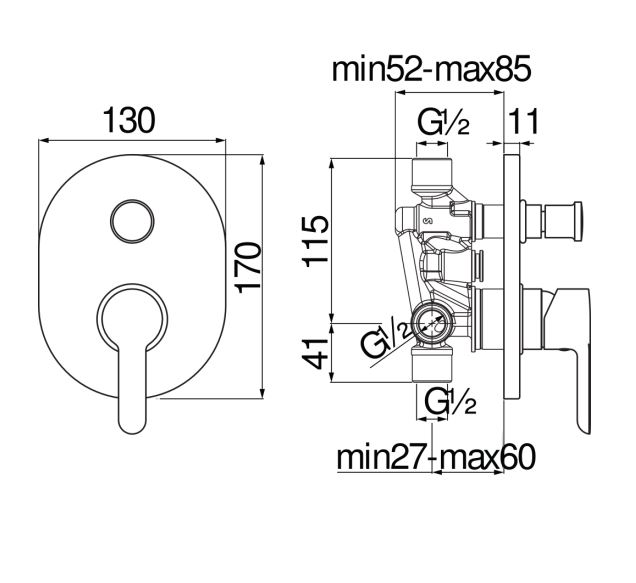 Смеситель для душа Nobili ABC AB87100 схема 2