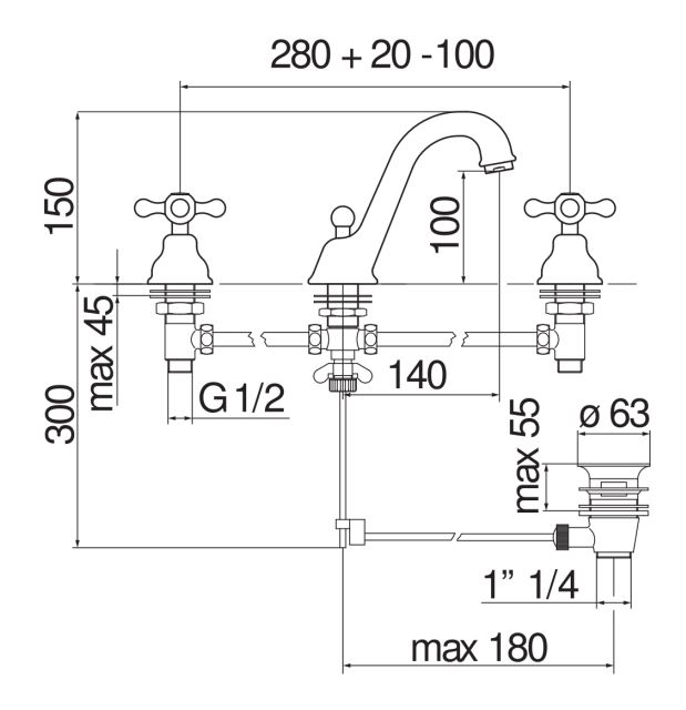 Смеситель для раковины Nobili Grazia GRC5011/1 схема 2